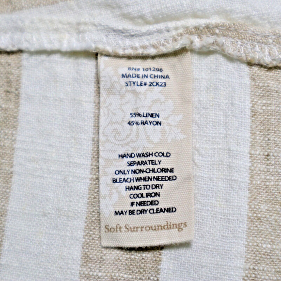 Soft Surroundings Size L Camina Linen Blend Tunic Stripe Cream Brown - Picture 11 of 11